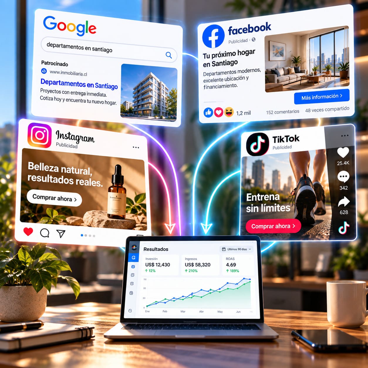 Negocio de servicios gestionando su publicidad digital